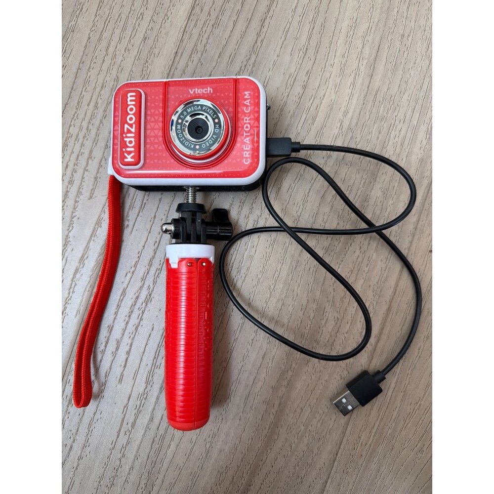 Vtech Kidizoom Creator Cam With Red Grip Handle  Tripod & USB Cable For Kids